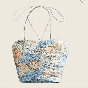 NWOT J.Crew Collection Textured Satin Halter Top In Zinnea Floral Print M